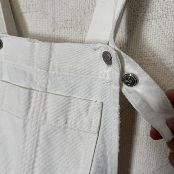 Lovers + Friends White Denim Short Overalls | Size Small | Distressed - Picture 9 of 10